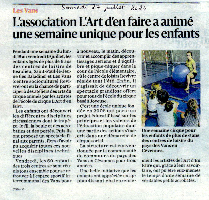 article le dauphiné 27/07/2024