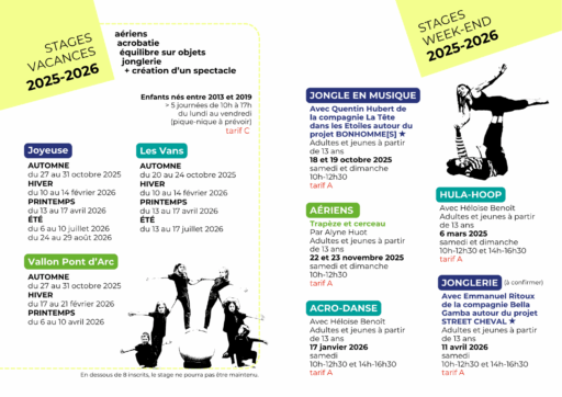 stages cirque 2025-2026
