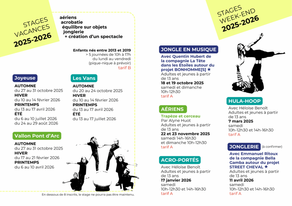 programme stages cirques