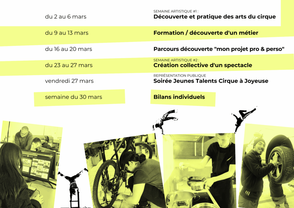dispositif porté dans le cadre d’un partenariat entre l’Art d’En Faire et la Mission Locale d’Ardèche Méridionale. Ensemble, les deux structures mettent en place des parcours ou des actions permettant à des jeunes de (re)gagner confiance en eux, de développer des compétences informelles et non formelles ainsi que de découvrir un milieu professionnel, visant à faciliter leur insertion sociale et/ou professionnelle